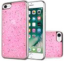 GSA Frozen Glitter Hybrid Case For iPhone SE (2022-20), 8 & 7 - Pink/Silver