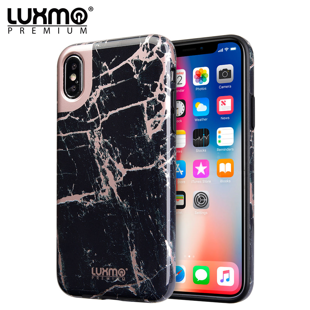 GSA Marblicious Collection Case For iPhone X, XS (5.8") Black/Rose Gold