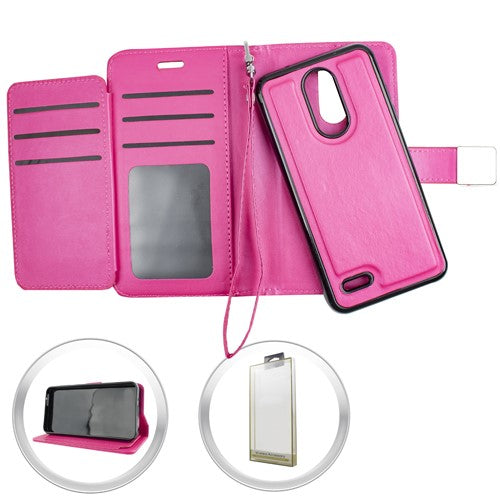 GSA Folio Flip Leather Wallet Case For LG Aristo 2/3/3 plus/ Egypt Hot Pink