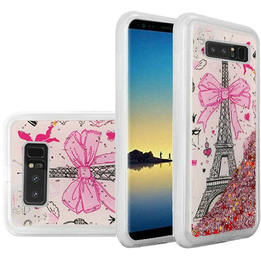 GSA Liquid Quicksand Glitter Case for Samsung Galaxy Note 8 Eiffel Tower Paris