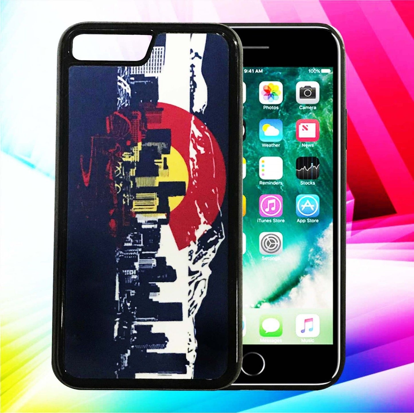 GSA Denver Skyline Colorado Flag Case For iPhone SE (2022), (20), 8, 7, 6S (4.7")