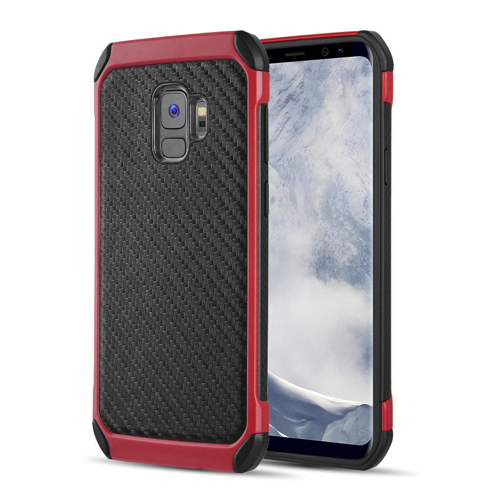 GSA Tough Carbon Fiber Hybrid Case for Samsung S9 - Black/Red