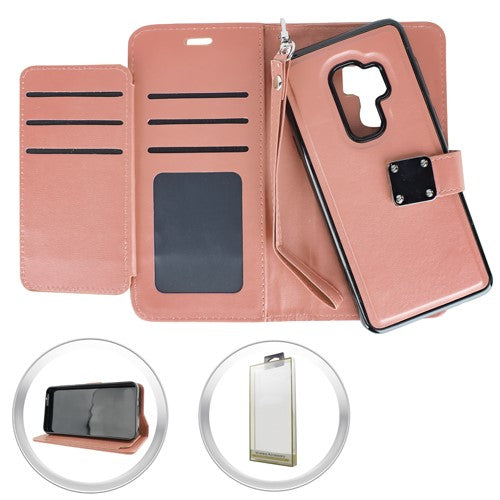 GSA Luxury Detachable Wallet Case for Samsung Galaxy S9 Plus - Rose Gold