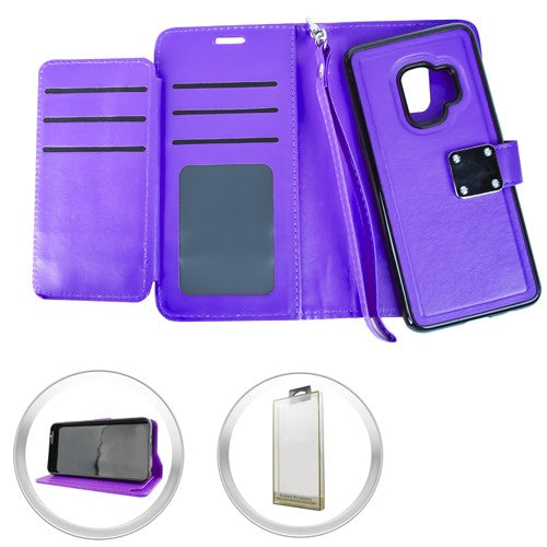 GSA Luxury Detachable Wallet Case for Samsung Galaxy S9 - Purple