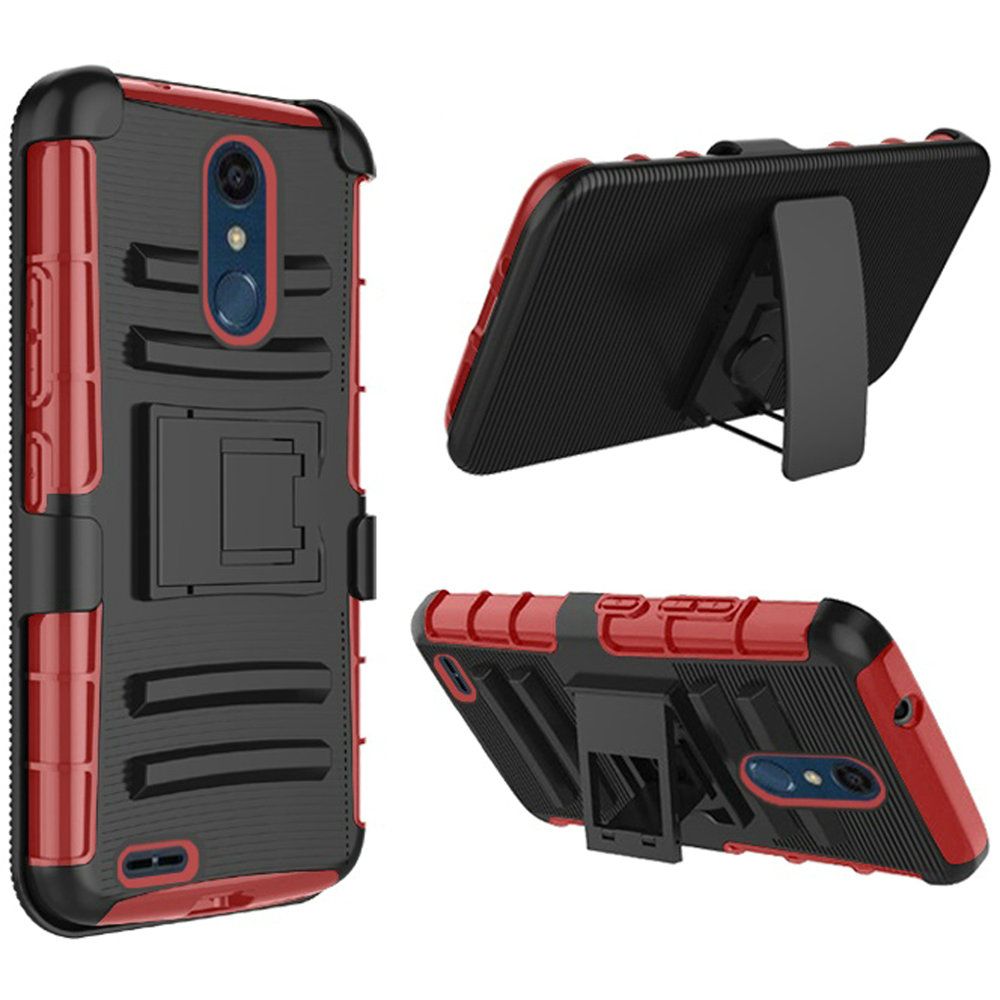 GSA Rubberized Holster Red, Black, Kickstand For LG K30 & K10 (2018)