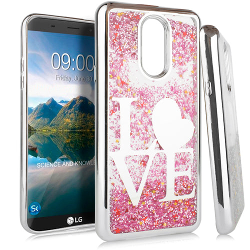 GSA Liquid Glitter "LOVE" Candy Case For LG Stylo 4 - Silver