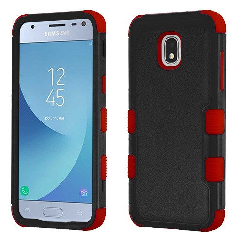MyBat Tuff Hybrid Case For Samsung Galaxy J3 (2018), J337, J3 Star, J3 Achieve & Express Black/Red