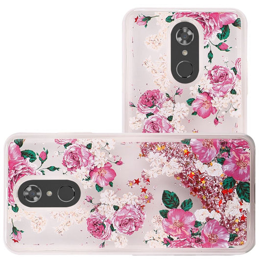 Emax Liquid Glitter Rose Blossom Case For LG Stylo 4 & Stylo 4 plus - Clear Pink