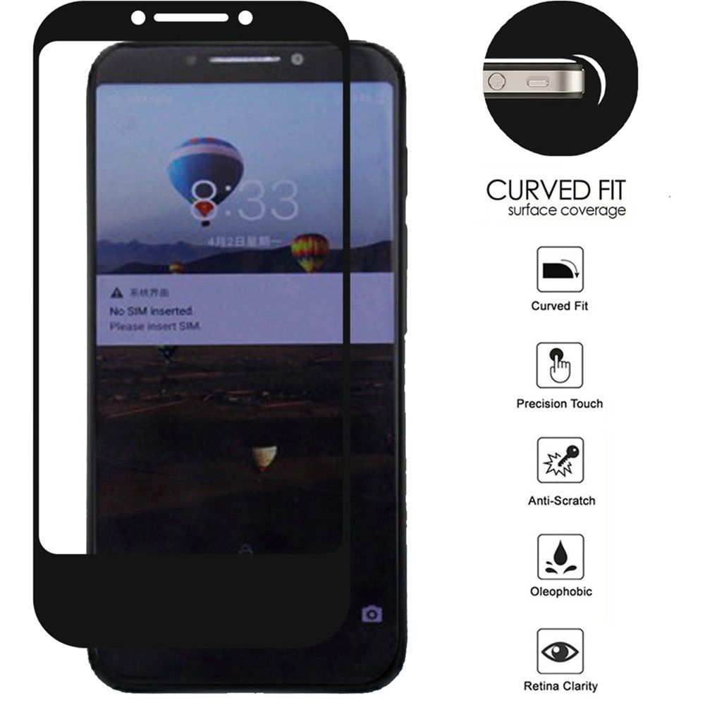 GSA Tempered Glass Screen Protector For Alcatel 7 Folio, 6062W (Black)