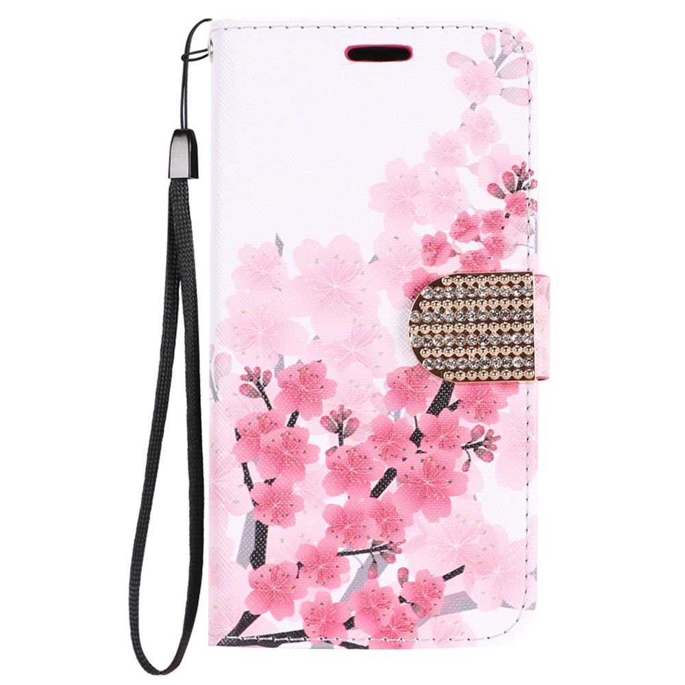 GSA Diamond Belt Cherry Blossom Wallet Case For Samsung Galaxy S8 Plus