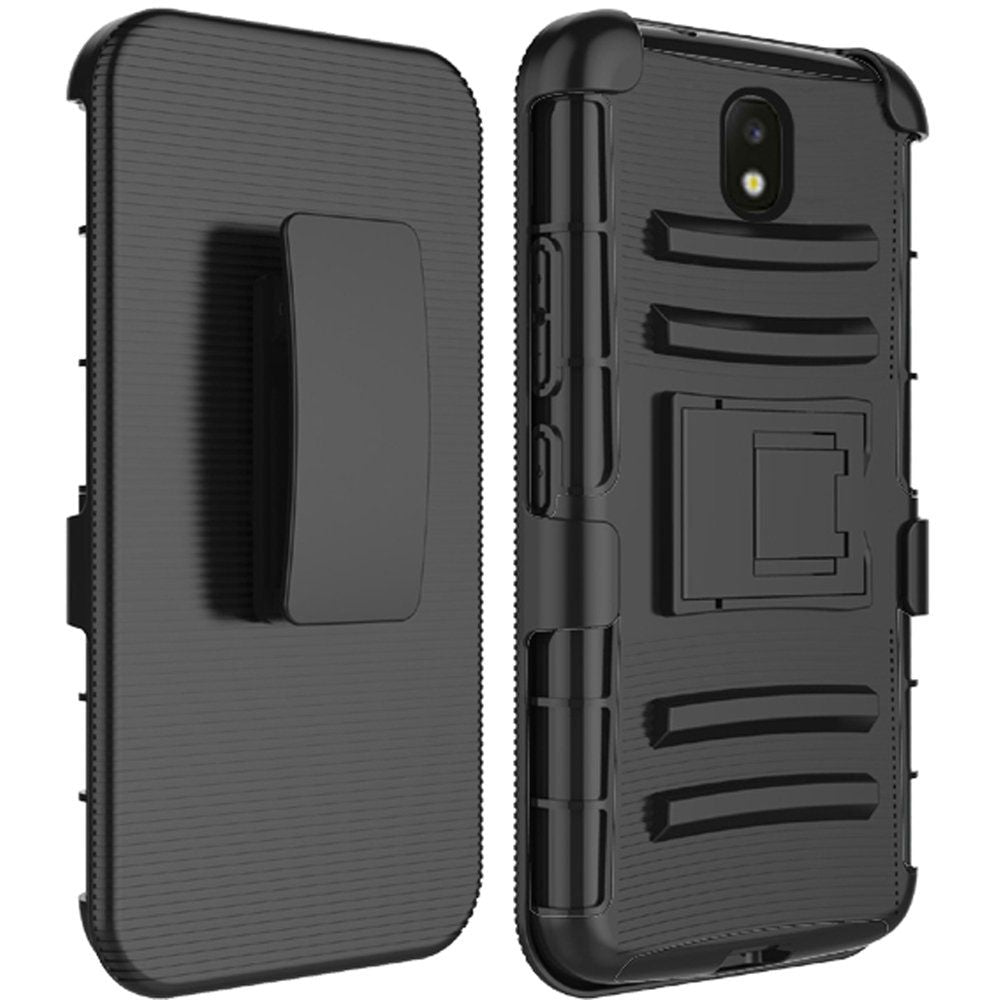 GSA Rubberized Kickstand Case w/Holster For Samsung Galaxy J3 (2018), J337, J3 Star, J3 Achieve & Express Black