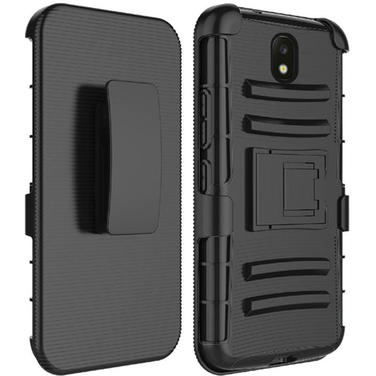 GSA Rubberized Kickstand Case w/Holster For Samsung Galaxy J3 (2018), J337, J3 Star, J3 Achieve & Express Black