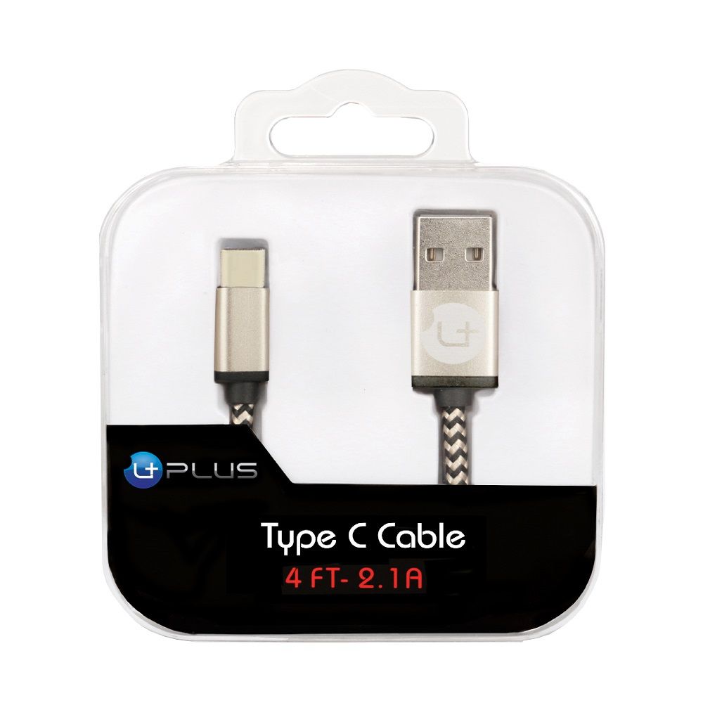 UPlus 4ft 2.1A Data Cable Type C Charger - Gold