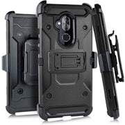 GSA Heavy Duty Tough Combo Holster Case for the Alcatel 7 Folio - Black/Black