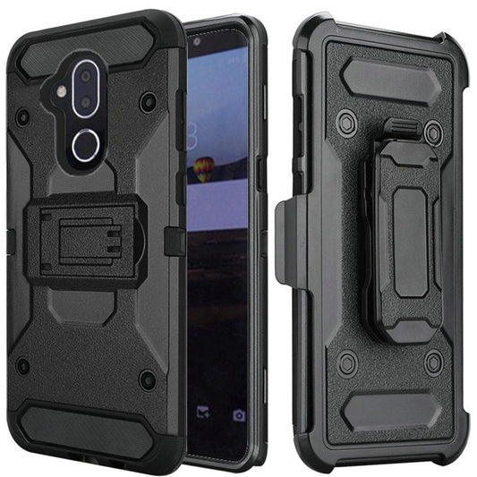 GSA Robust Rugged Holster Hybrid Case For Alcatel 7 Folio - Black