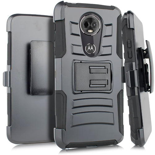 GSA Hybrid Slide in Holster Clip Kickstand Case For Motorola Moto G6 Play Black