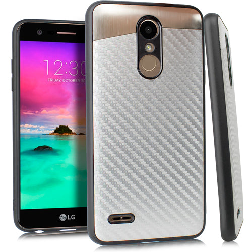 GSA Blade Carbon Fiber Design Case For LG K10 2018, K30, Harmony 2 - Silver