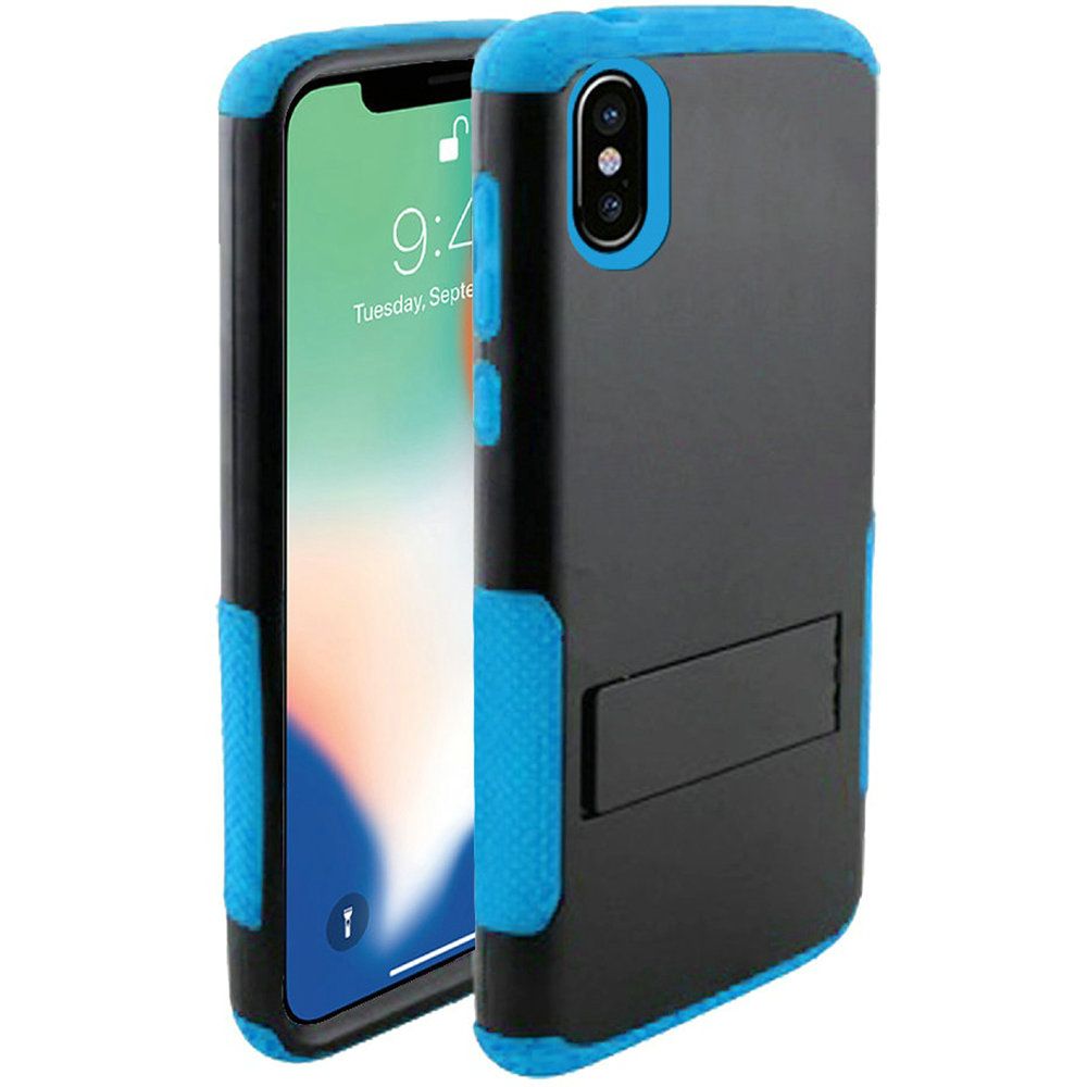 GSA Rugged Kickstand Hybrid Case For iPhone XS Max (6.5") - Black/Blue