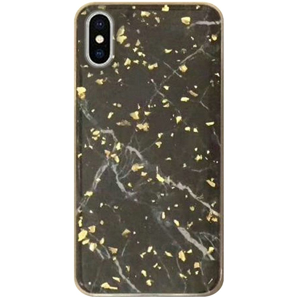 GSA Frozen Gold Flake Marble Candy Case For iPhone XS Max (6.5") - Black