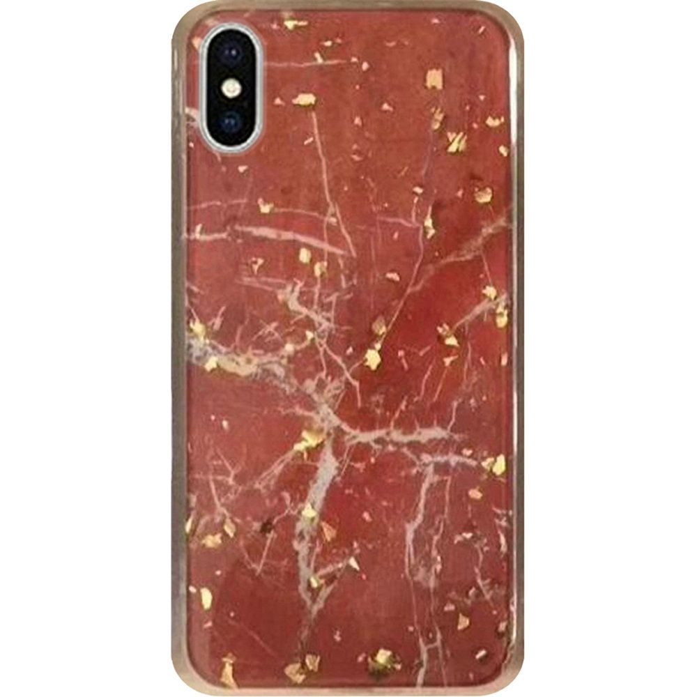 GSA Frozen Gold Marble Candy Case For iPhone XS Max (6.5") - Red