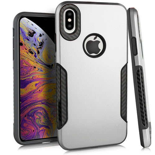 GSA Slim Metallic Carbon Hybrid Case For iPhone XS Max (6.5") - Silver Black