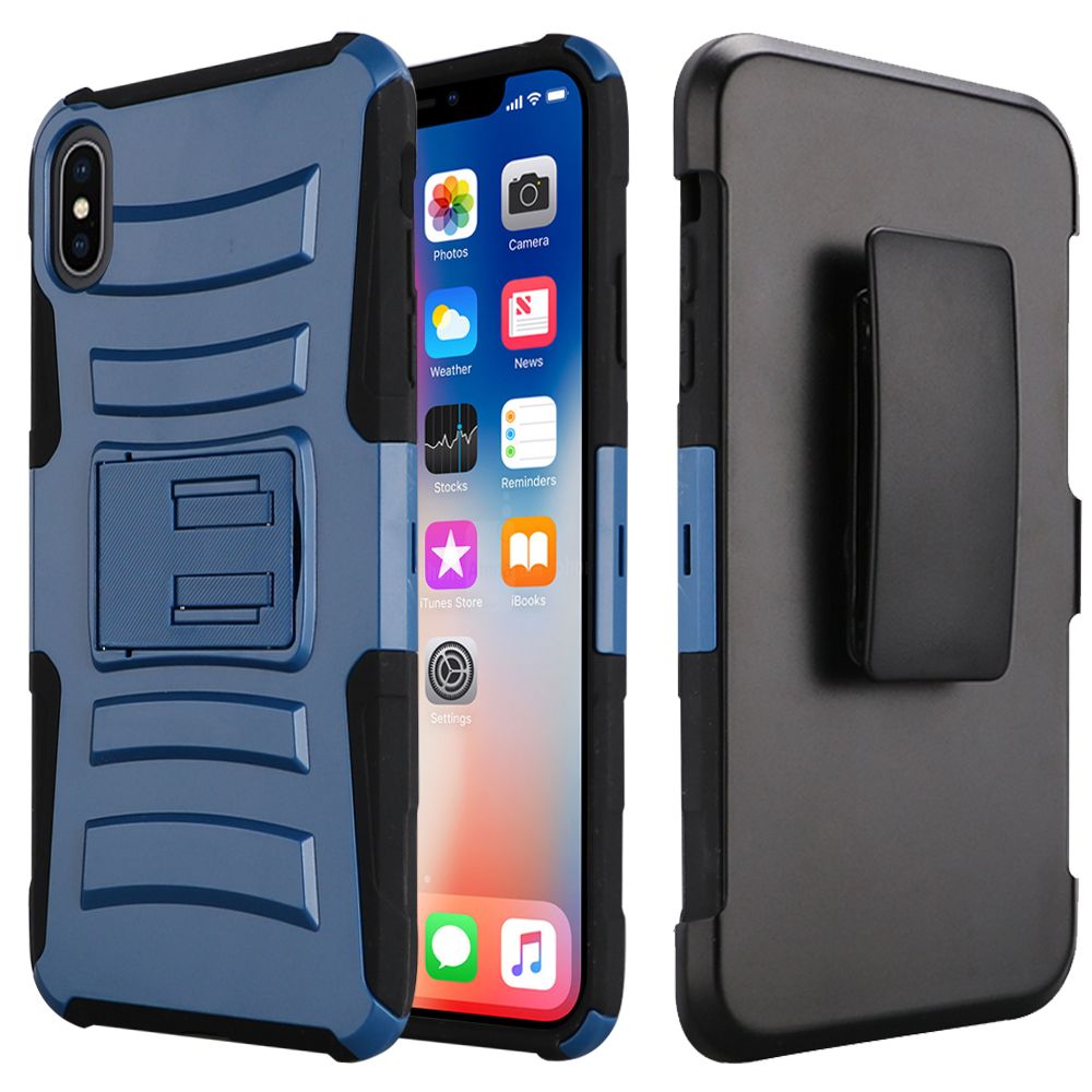 GSA Armor Hybrid Kickstand Holster For iPhone XS Max (6.5") Blue Black