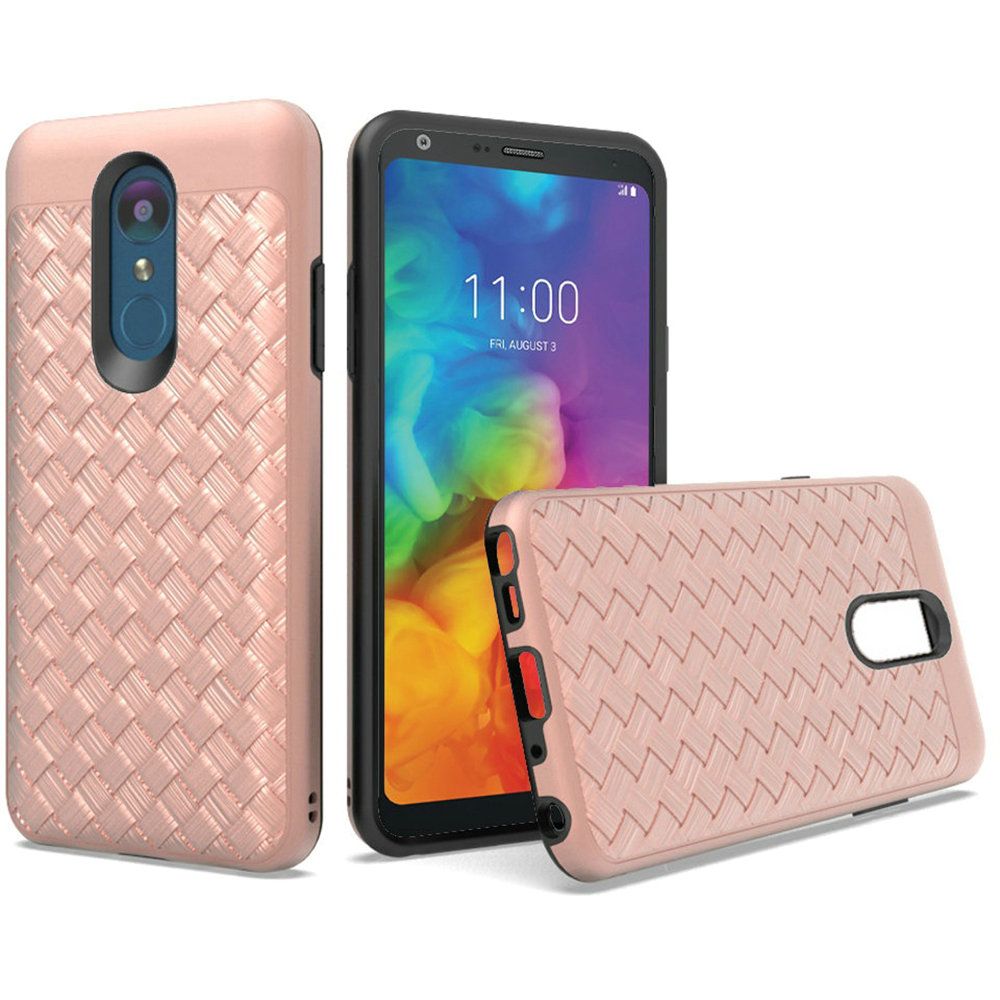 GSA Woven Textured Hybrid Case for LG Q7 Plus (2018) & Q7 Rose Gold