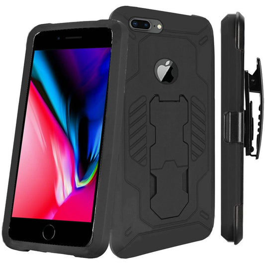 GSA Supercoil Kickstand Hybrid Case w/Holster For iPhone 8 Plus & 7 Plus (5.5") Black