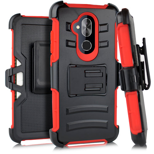 GSA Hybrid H Stand Holster Case for the Alcatel 7 Folio, 6062W - Red/Black