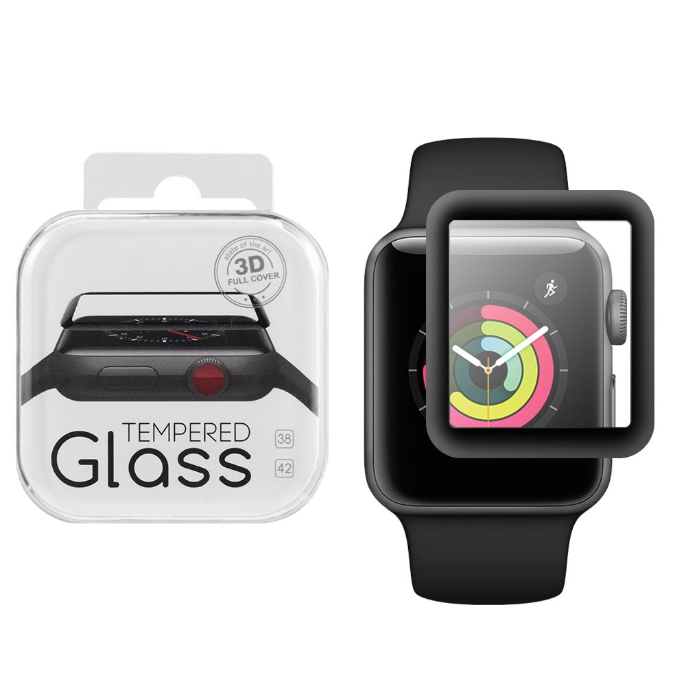 Dream Wireless TSPIWATCHS342-3DF-BK For iWatch 42 mm 3D Full Coverage Tempered Glass Screen Protector Arcing for iWatch Series 3 - Black