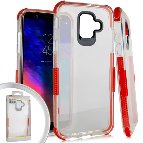 Emax Side-Spine Candy Case for the Samsung Galaxy A6 - Clear/Red/Black
