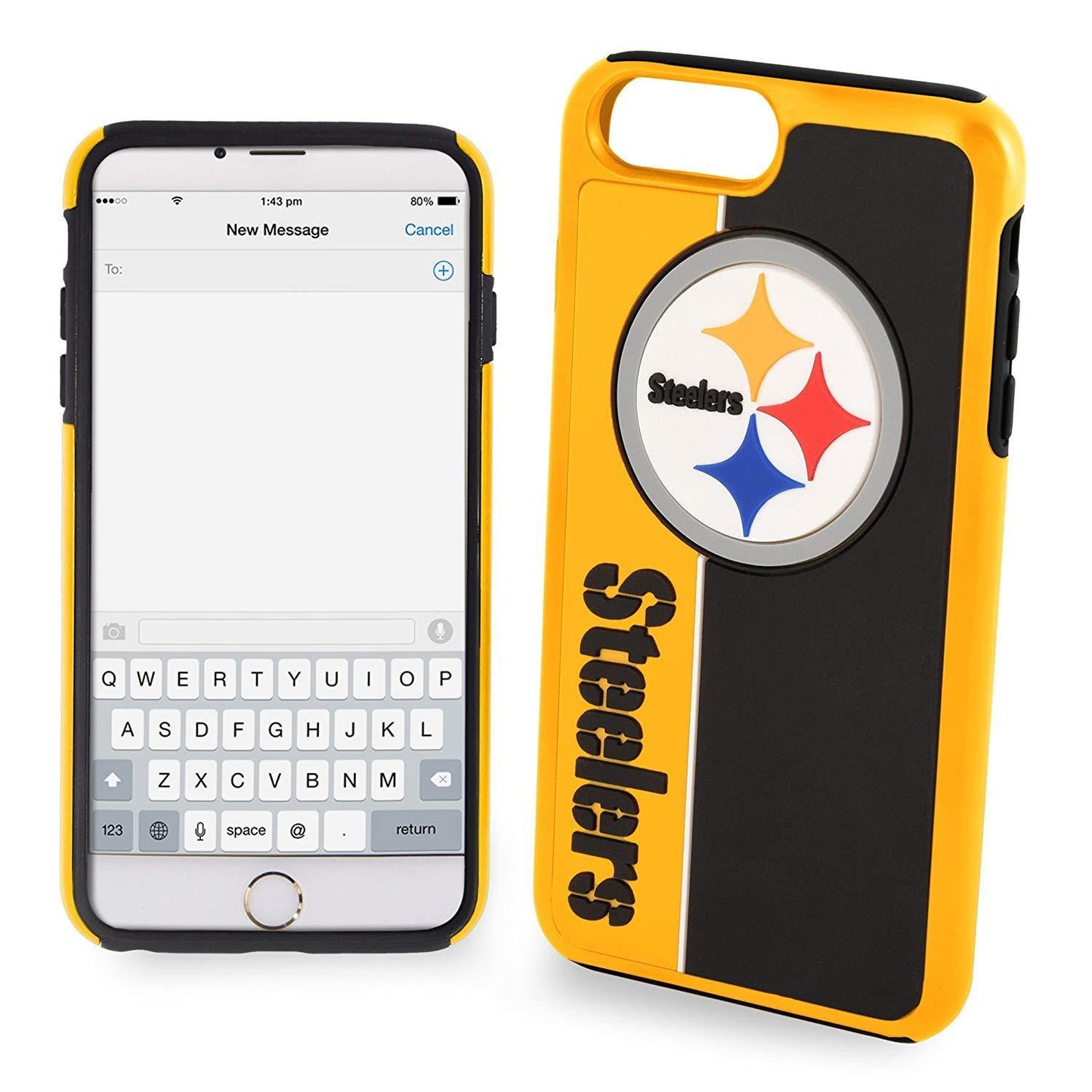 FOCO NFL Pittsburgh Steelers Bold Case for iPhone 8 Plus, 7 Plus, 6 Plus & 6S Plus (5.5")