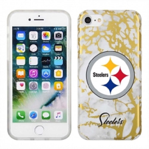 PBG NFL Pittsburgh Steelers White Marble for iPhone SE (2022-20) 8, 7, 6 & 6S (4.7")