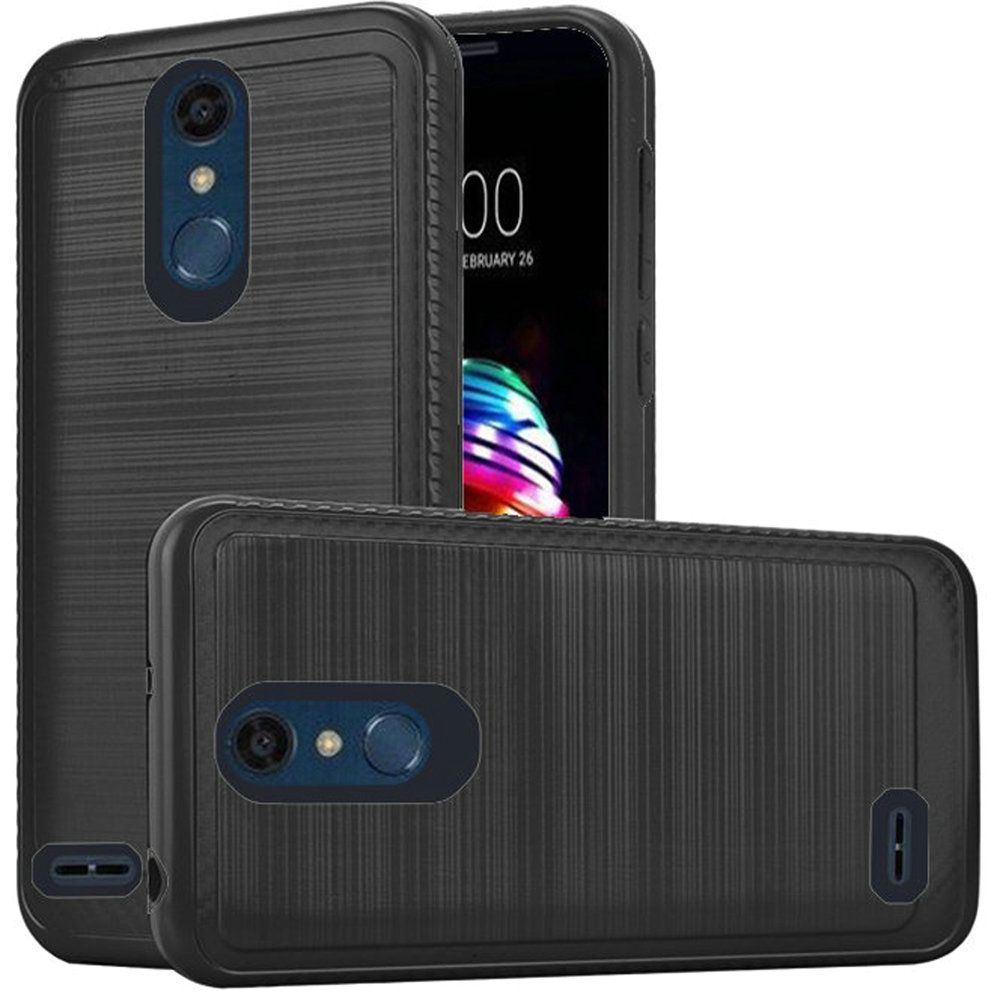 GSA Brushed Dual Layer Armor with Design Edged Lining Black Case Lg K10 2018, K30, Harmony 2