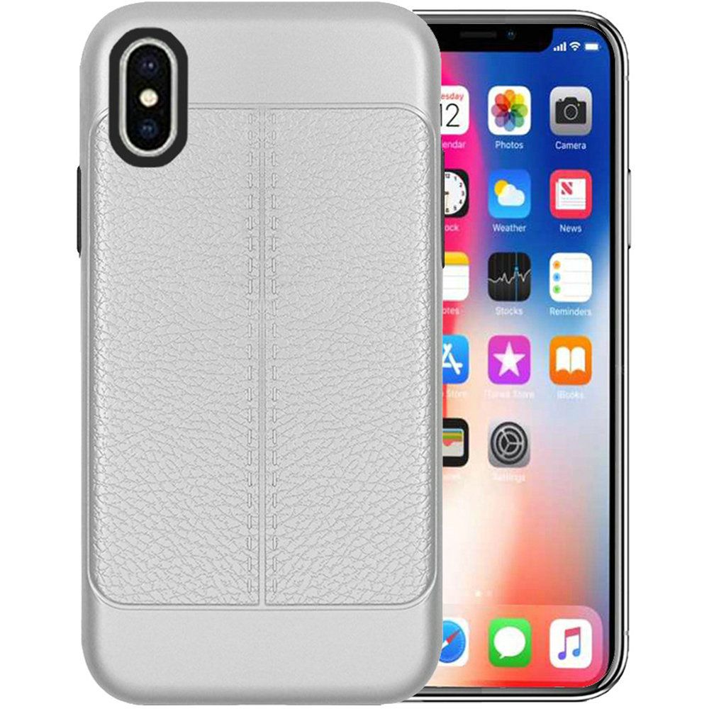 GSA Leather Design Hybrid Case For iPhone X & XS (5.8") - Silver