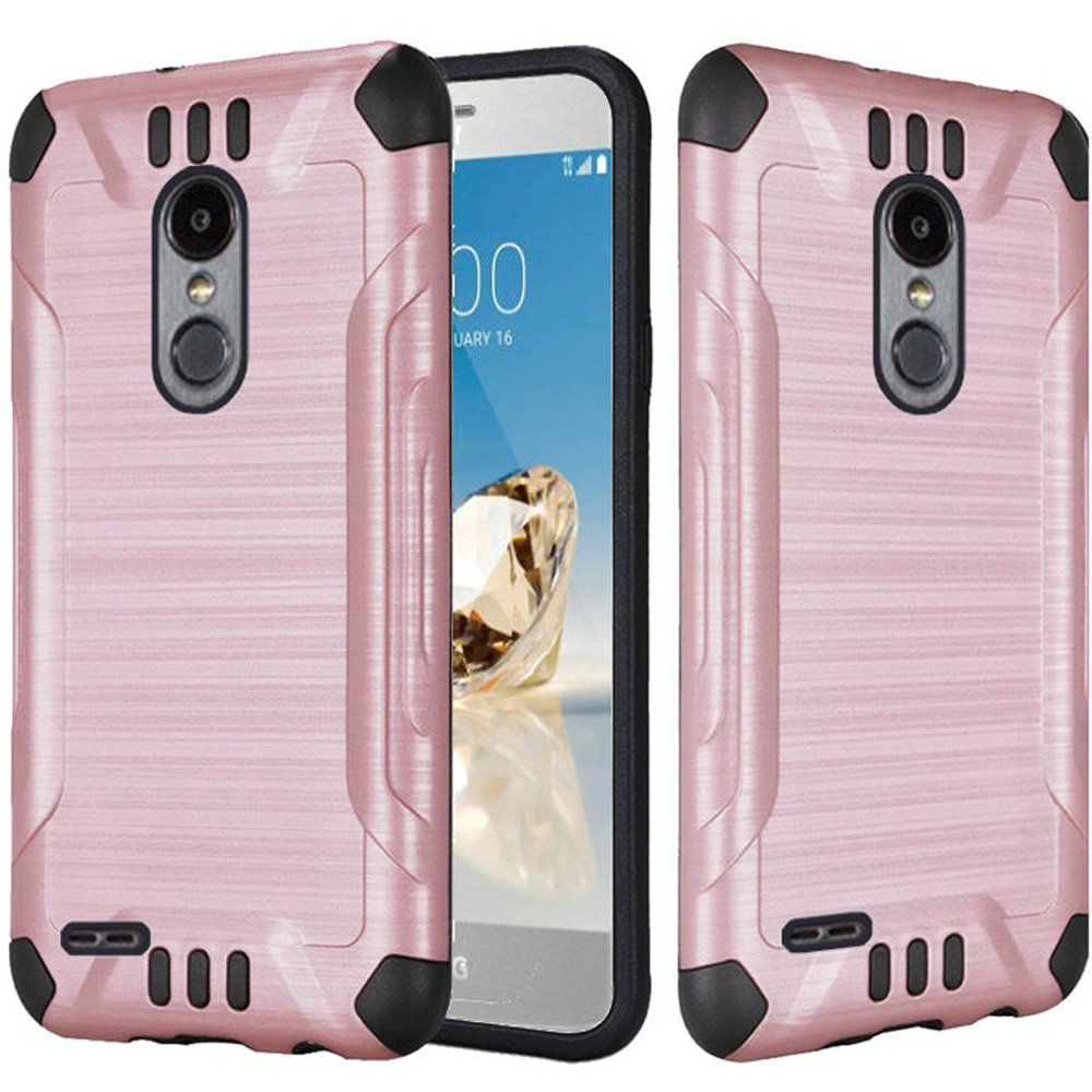 GSA Slim Armor Brushed Design Hybrid Case For LG (Aristo 2, 2 Plus, 3 Plus), Tribute Dynasty - Rose Gold
