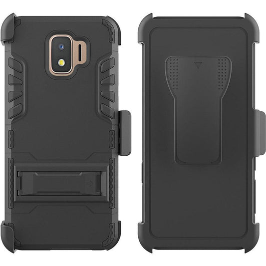 GSA Dynamite Hybrid Kickstand Case w/Holster For Samsung Galaxy J2/J2 Core-Black