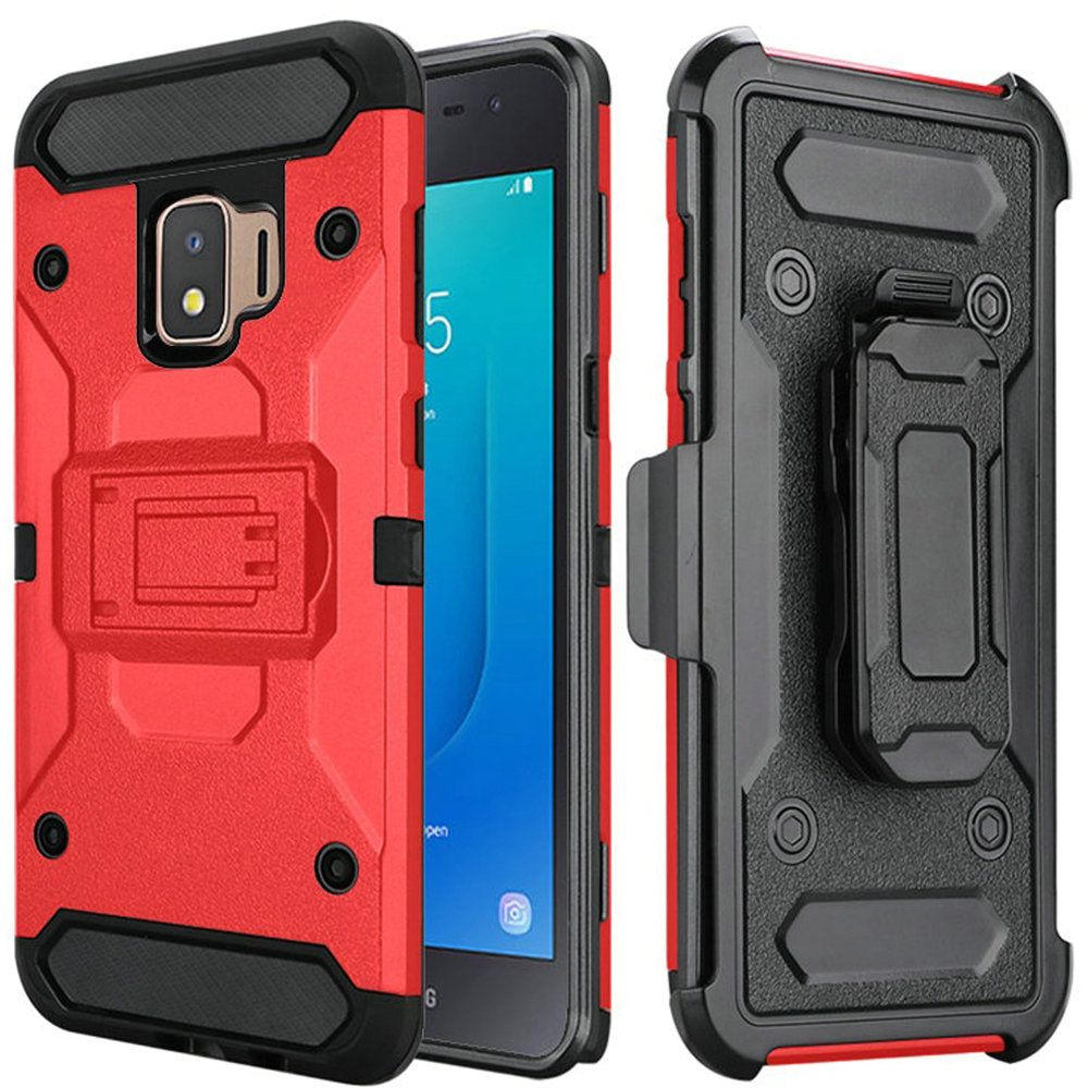 GSA Tactical Hybrid Kickstand Holster For Samsung Galaxy J2 Core -Red/Black