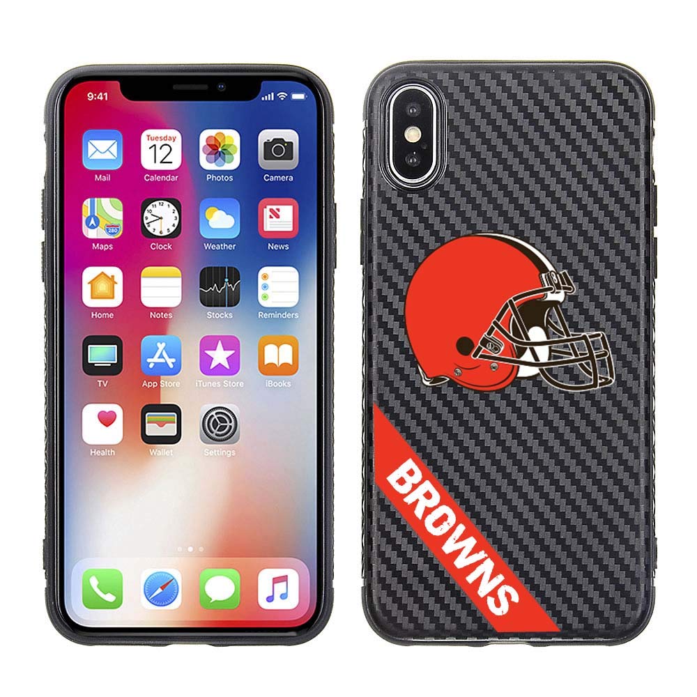 PBG NFL Cleveland Browns Black Carbon Case for iPhone X & XS (5.8")