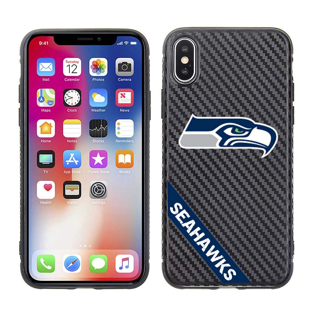 PBG NFL Seattle Seahawks Black Carbon Case for iPhone X, XS (5.8")