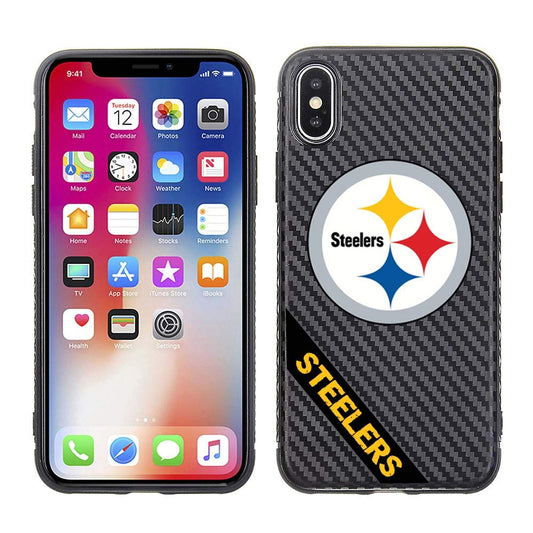 PBG NFL Pittsburgh Steelers Black Carbon Case for iPhone X, XS (5.8")