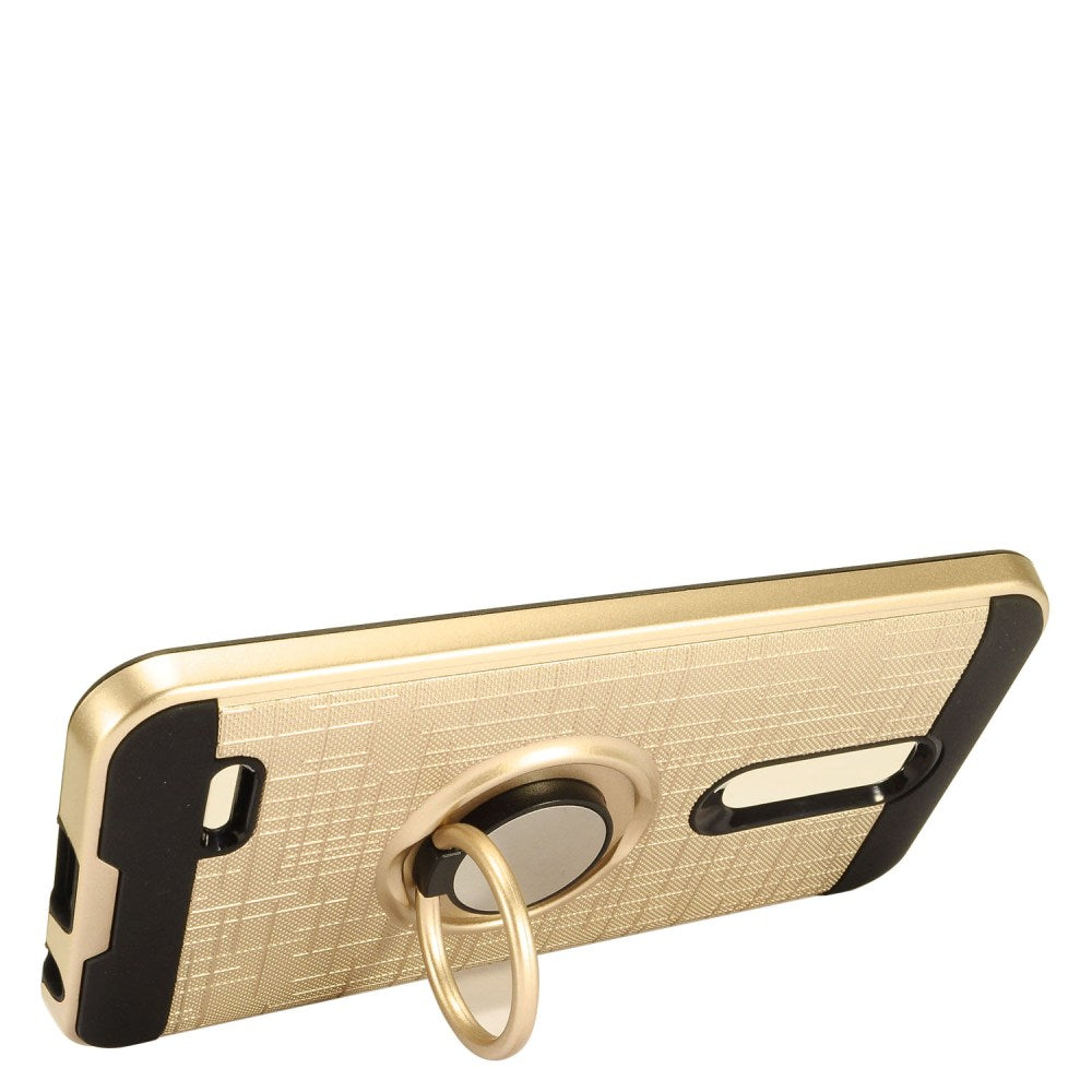 EC Brushed Hybrid Hard Case Ring Stand LG K10 2018 K30 LM-X410, Phoenix Plus, Gold