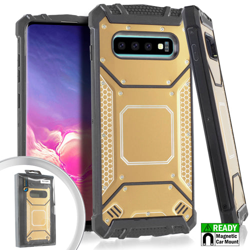 Emax Screw Metal Jacket Case for Samsung Galaxy S10 (6.1") - Gold/Black