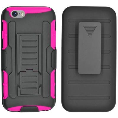 GSA Robust Armor Holster  Case for iPhone 6 Plus / 6S Plus - Black Hot Pink