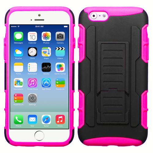 GSA Robust Armor Holster Case for iPhone 6 Plus / 6S Plus - Black Hot Pink