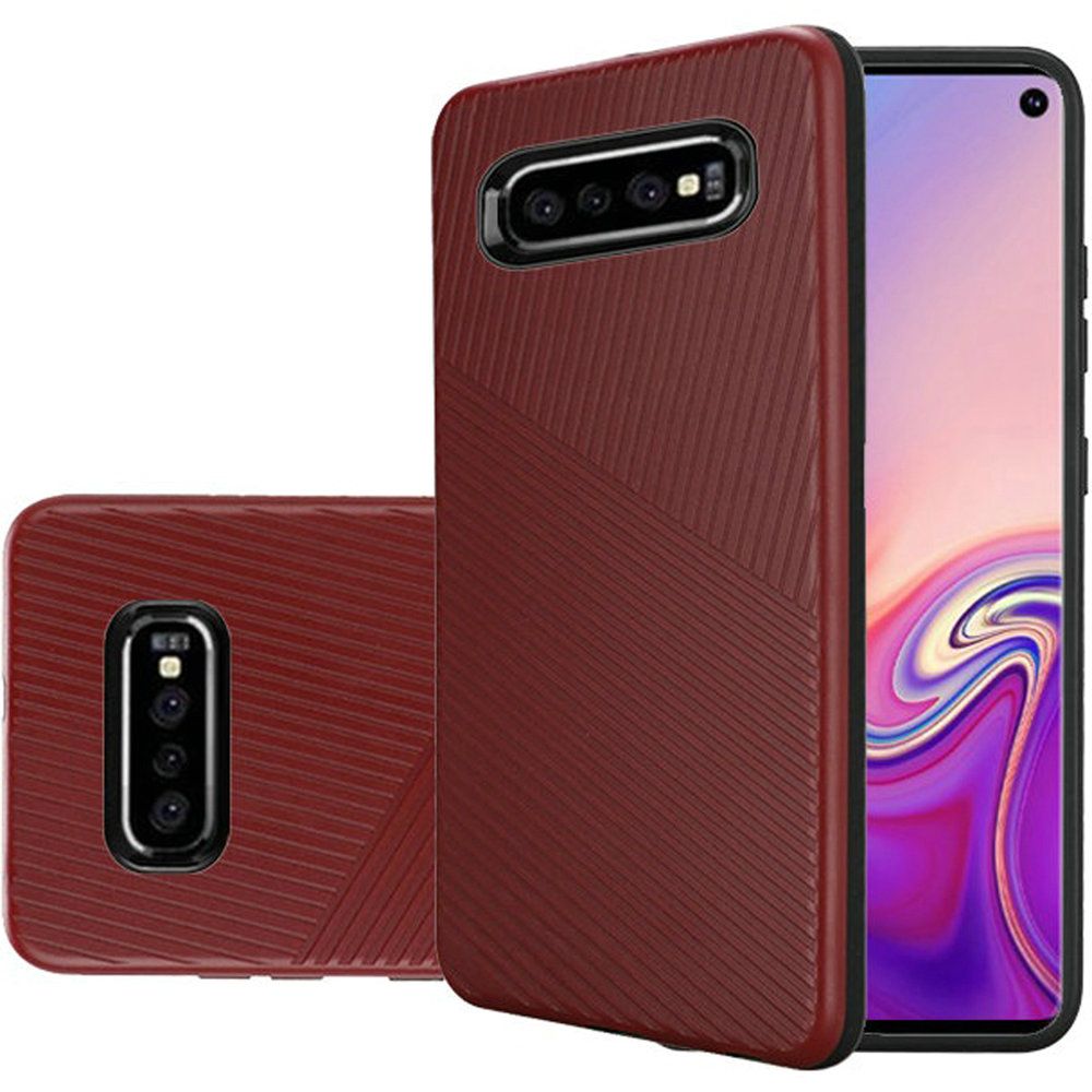 GSA Textured Embossed Lines Case for Samsung Galaxy S10 (6.1") - Red