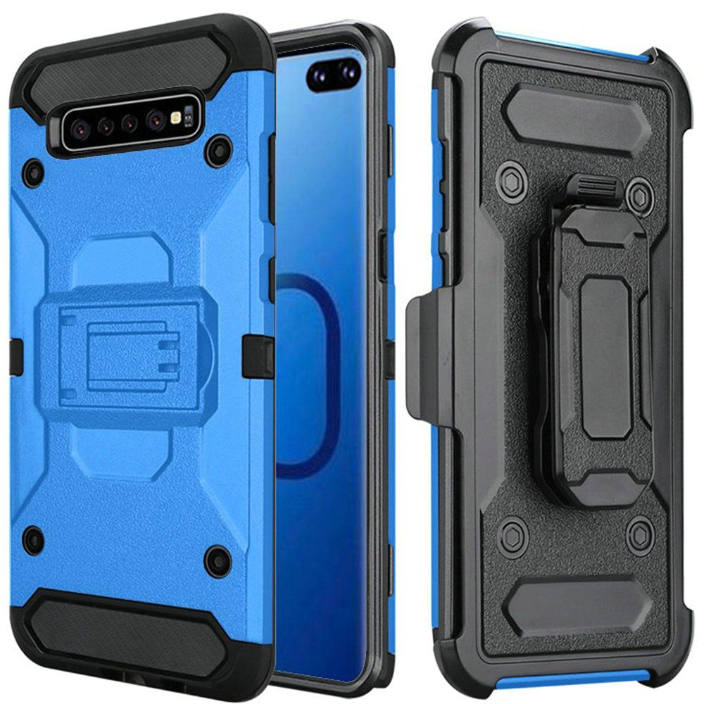 GSA Rugged Holster Case w/Kickstand for Samsung S10 Plus (6.4") - Blue