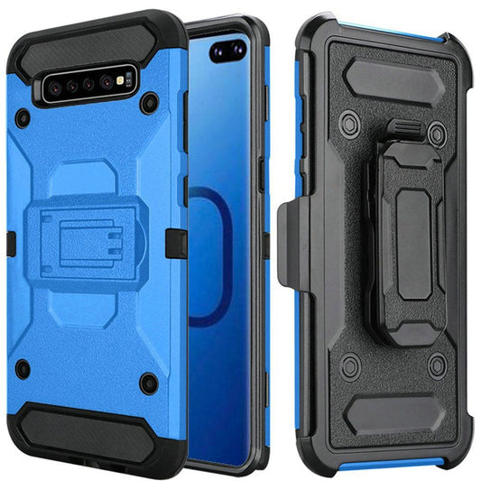 GSA Rugged Holster Case w/Kickstand for Samsung S10 Plus (6.4") - Blue