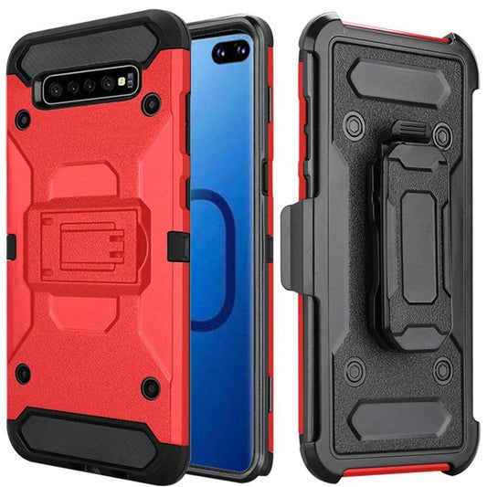 GSA Rugged Holster Case w/Kickstand for Samsung S10 Plus (6.4") - Red