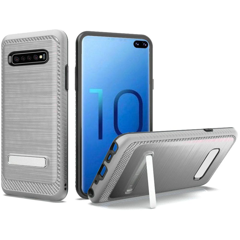GSA Brushed Case w/Kickstand for Samsung S10 Plus (6.4") - Silver